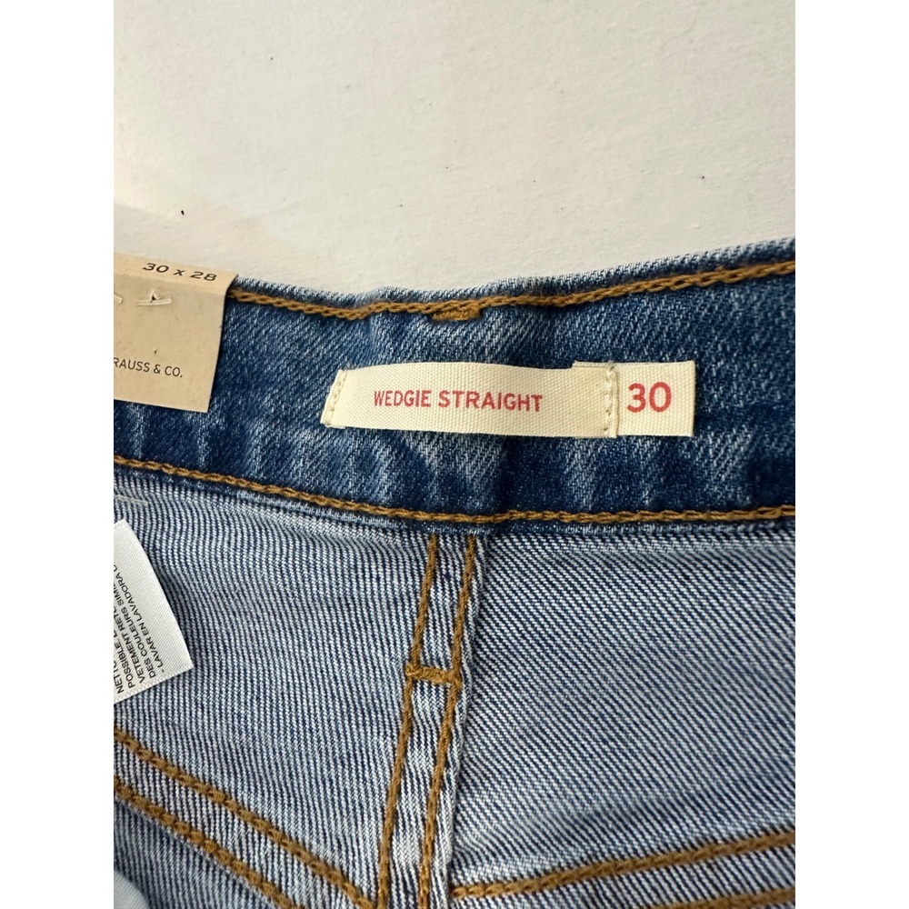 Levis Wedgie Straight Jeans Womens 30x28 High Rise Blue Button Fly 34964-0130 - Picture 5 of 12
